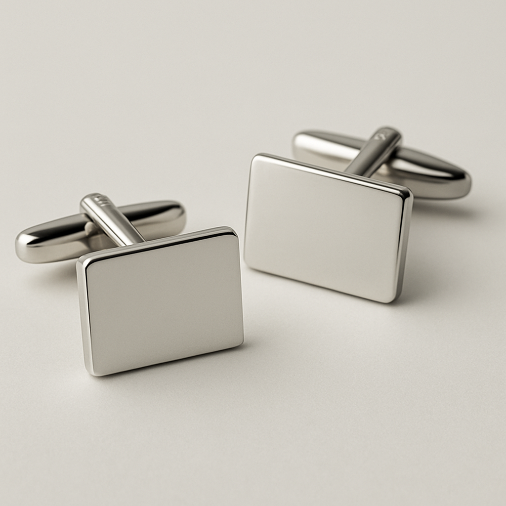 Polished silver cufflinks