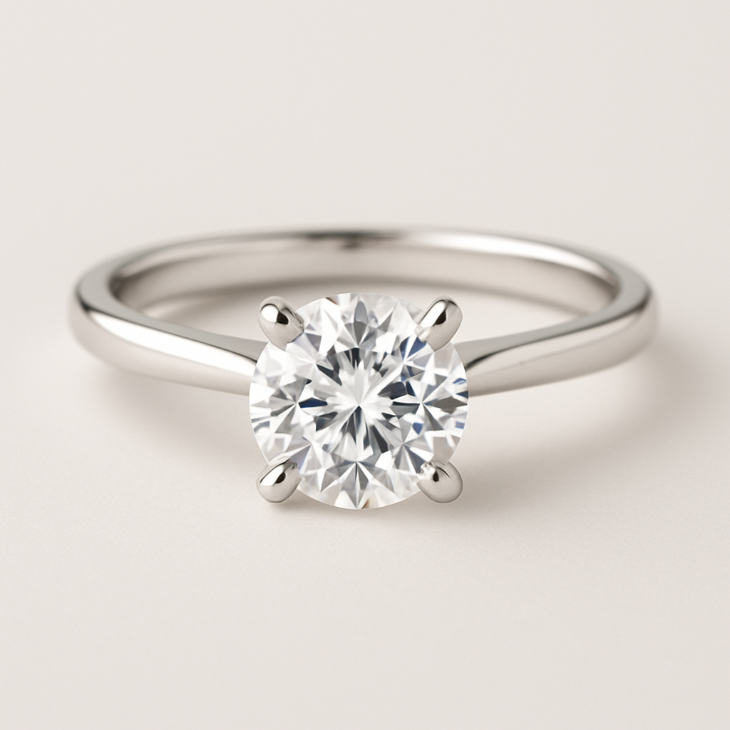 Solitaire diamond engagement ring