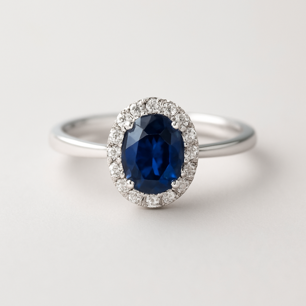 Sapphire and diamond gemstone ring