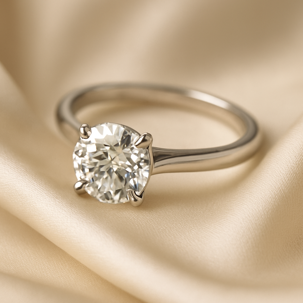 Luxury diamond ring on silk