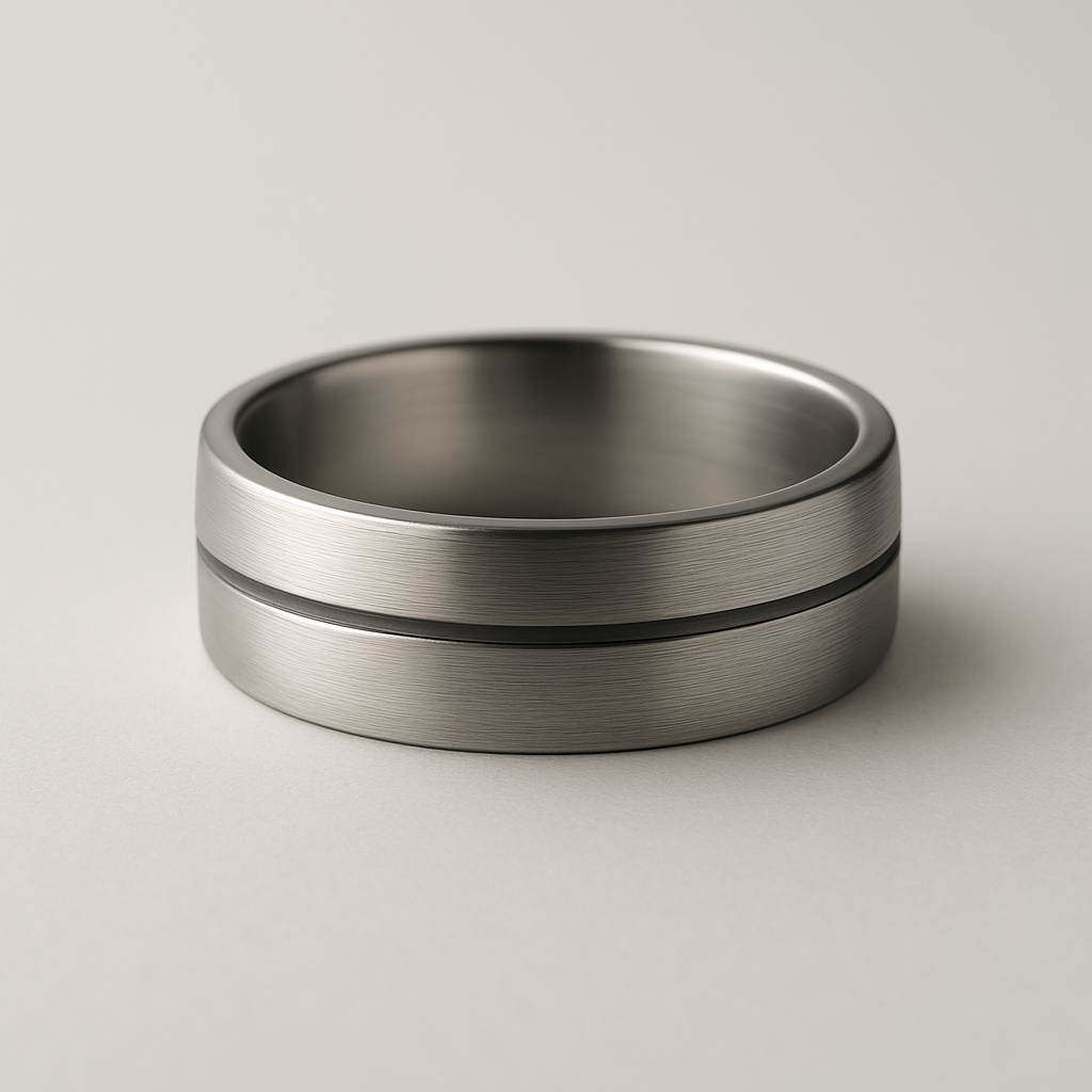 Brushed titanium men's ring